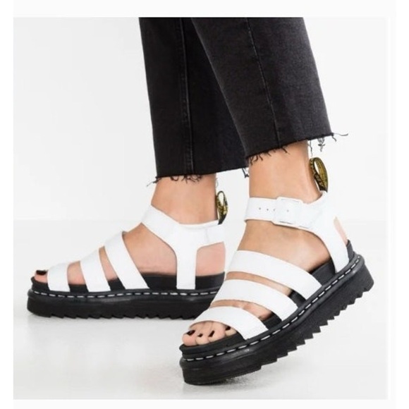 Dr Martens Blaire Sandals Womens 7 White Chunky Strappy Gladiator - Picture 1 of 10